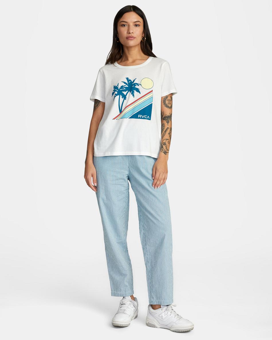 Vintage White Rvca South Shore Slim Fit Women's T shirt | FUSUI25546