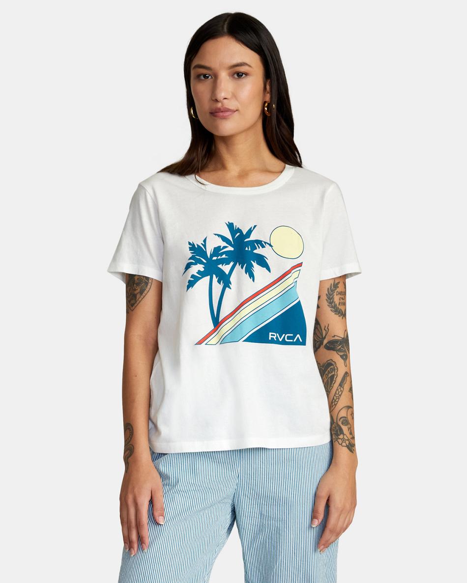 Vintage White Rvca South Shore Slim Fit Women\'s T shirt | FUSUI25546
