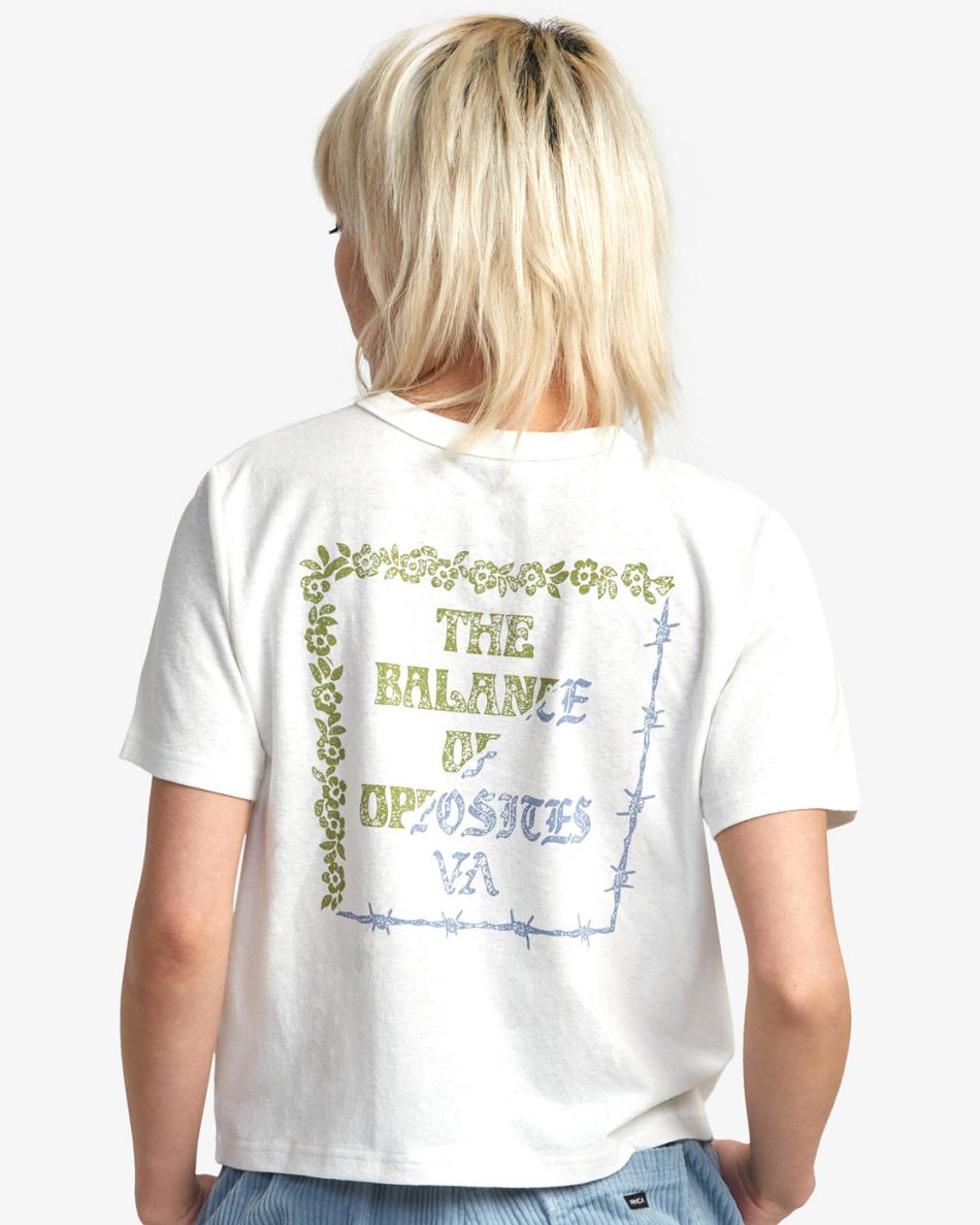 Vintage White Rvca Splitter Women's T shirt | USEGJ46280