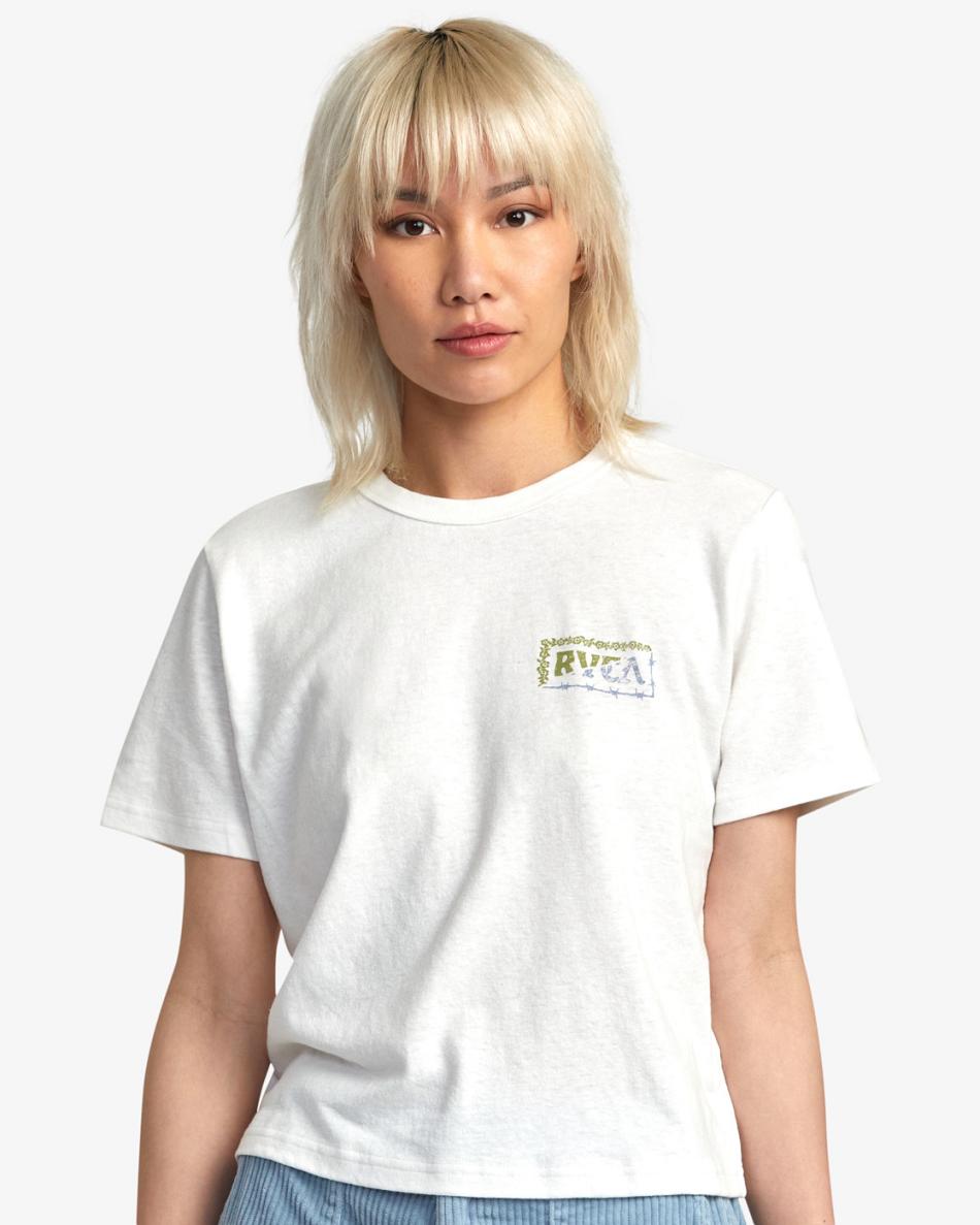Vintage White Rvca Splitter Women\'s T shirt | USEGJ46280