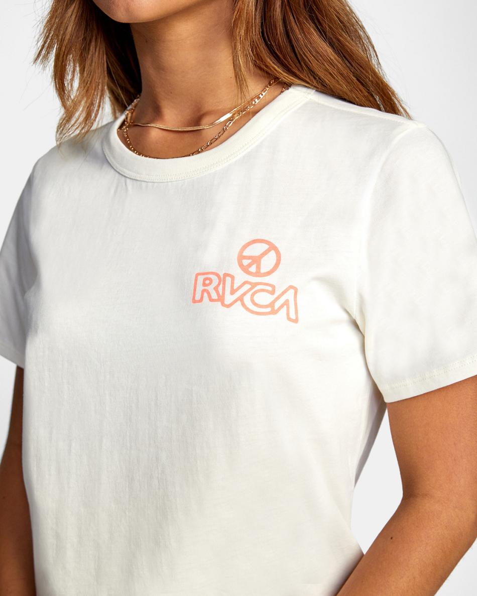 Vintage White Rvca The Heat Crop Women's T shirt | USJZR12514