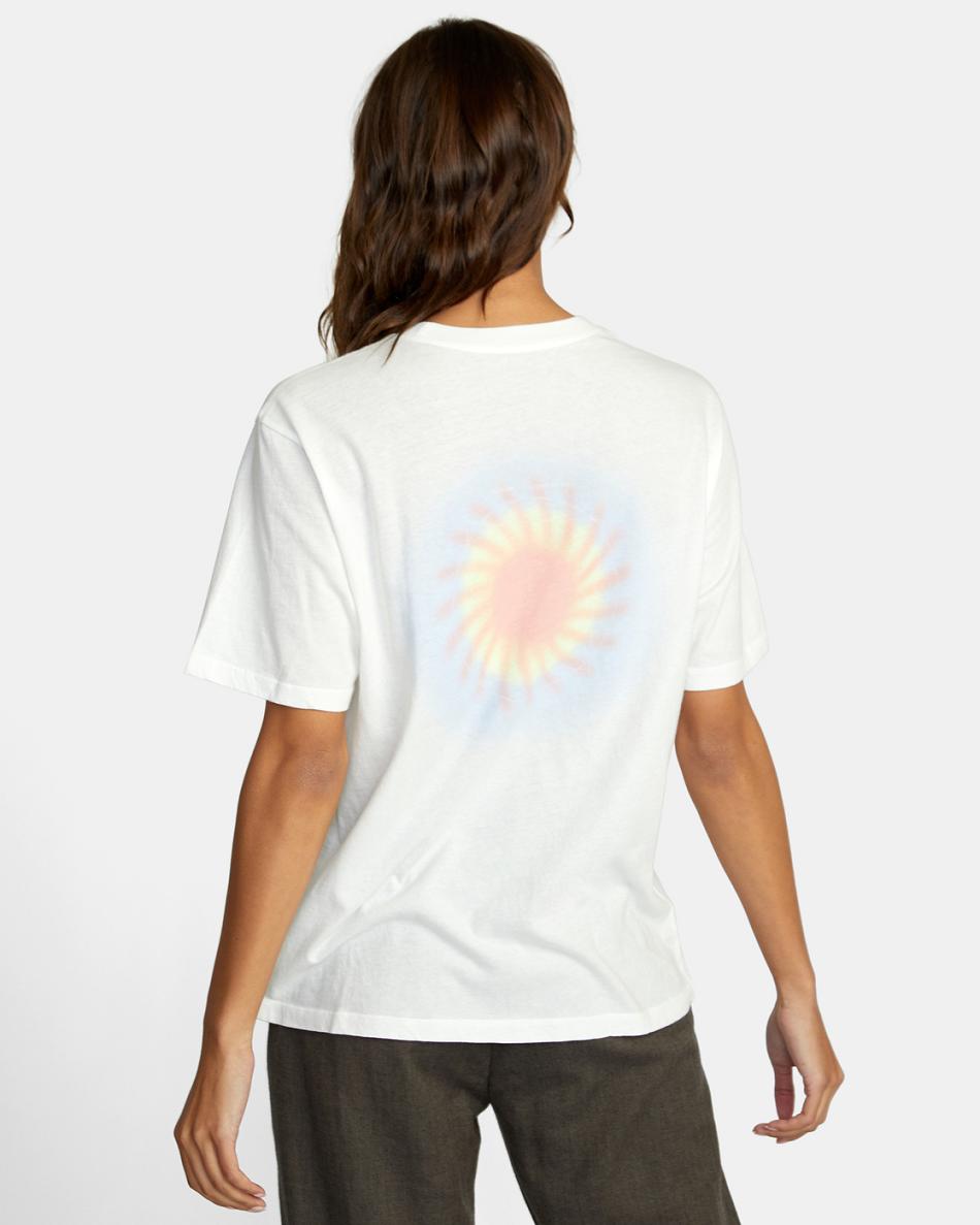 Vintage White Rvca Thoughts Women's T shirt | FUSHY18308