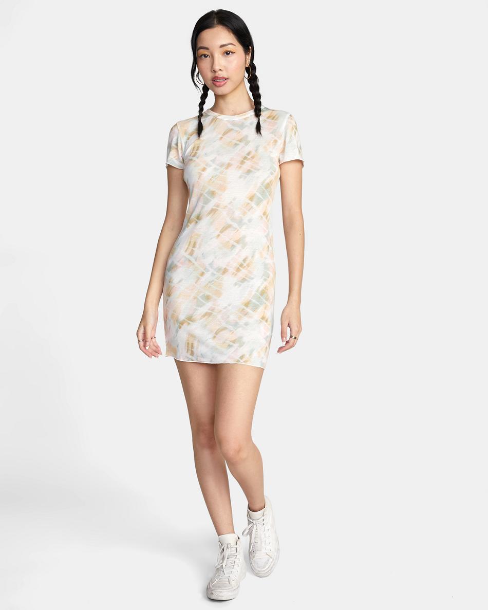 Whisper White Rvca Linen Rover Women's Dress | USJBT43786