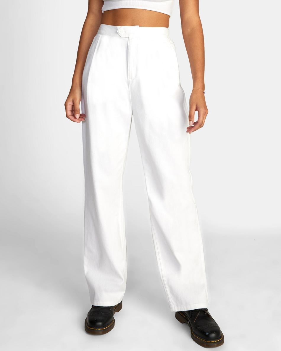 Whisper White Rvca Pepa Woven Women's Pants | SUSNY78458