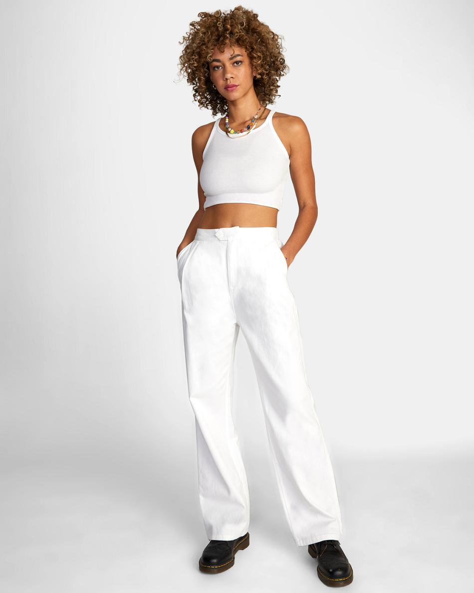 Whisper White Rvca Pepa Woven Women's Pants | SUSNY78458