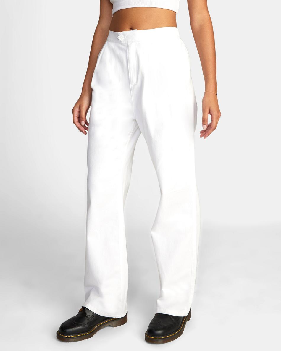 Whisper White Rvca Pepa Woven Women's Pants | SUSNY78458