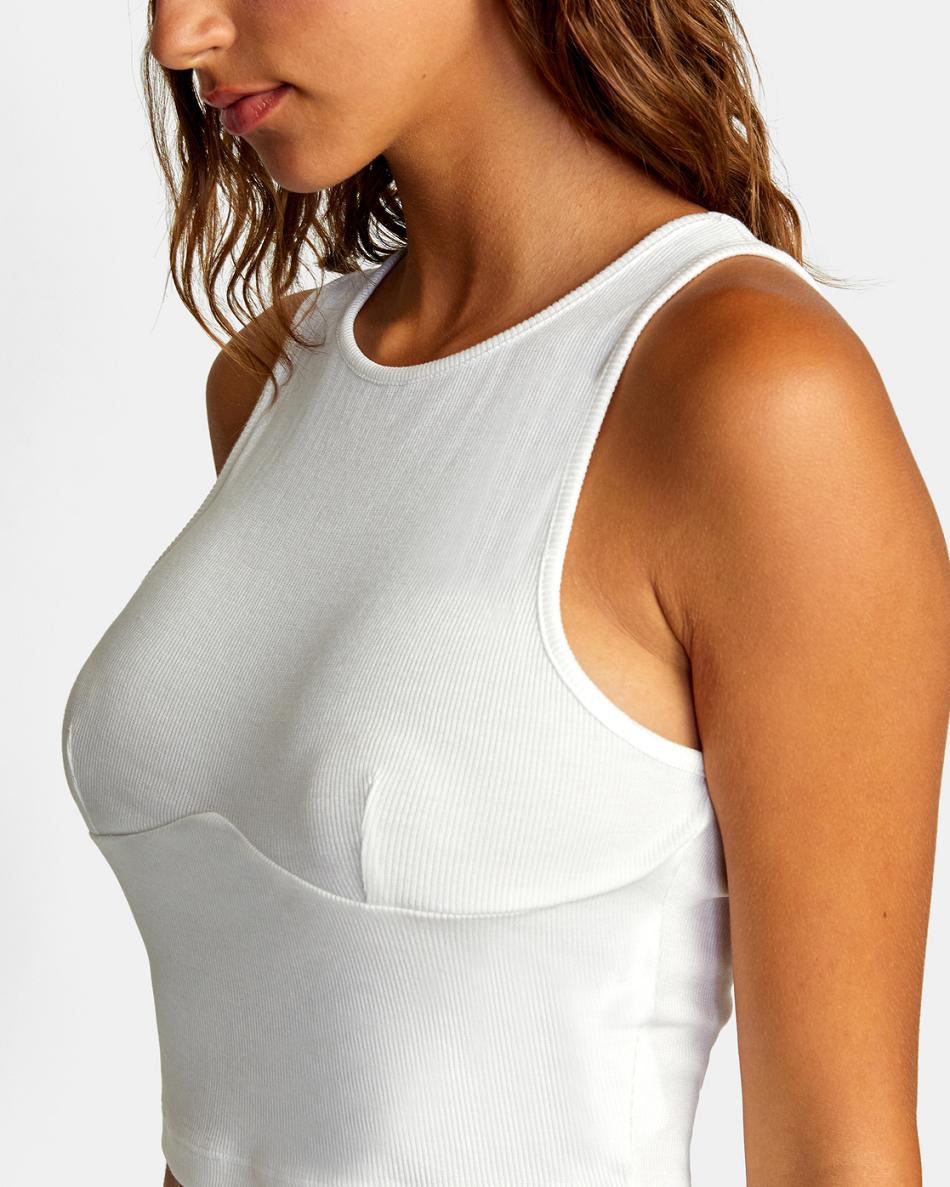 Whisper White Rvca Test Drive Cropped Tank Top Women's Loungewear | USDYB80682