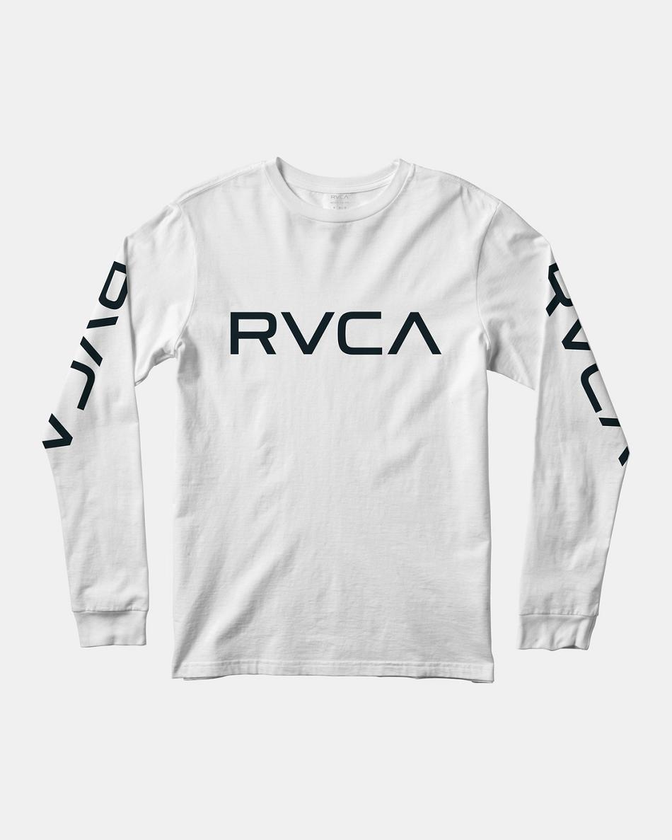 White/Black Rvca Big RVCA Long Sleeve Boys\' Tanks | USCIF90905