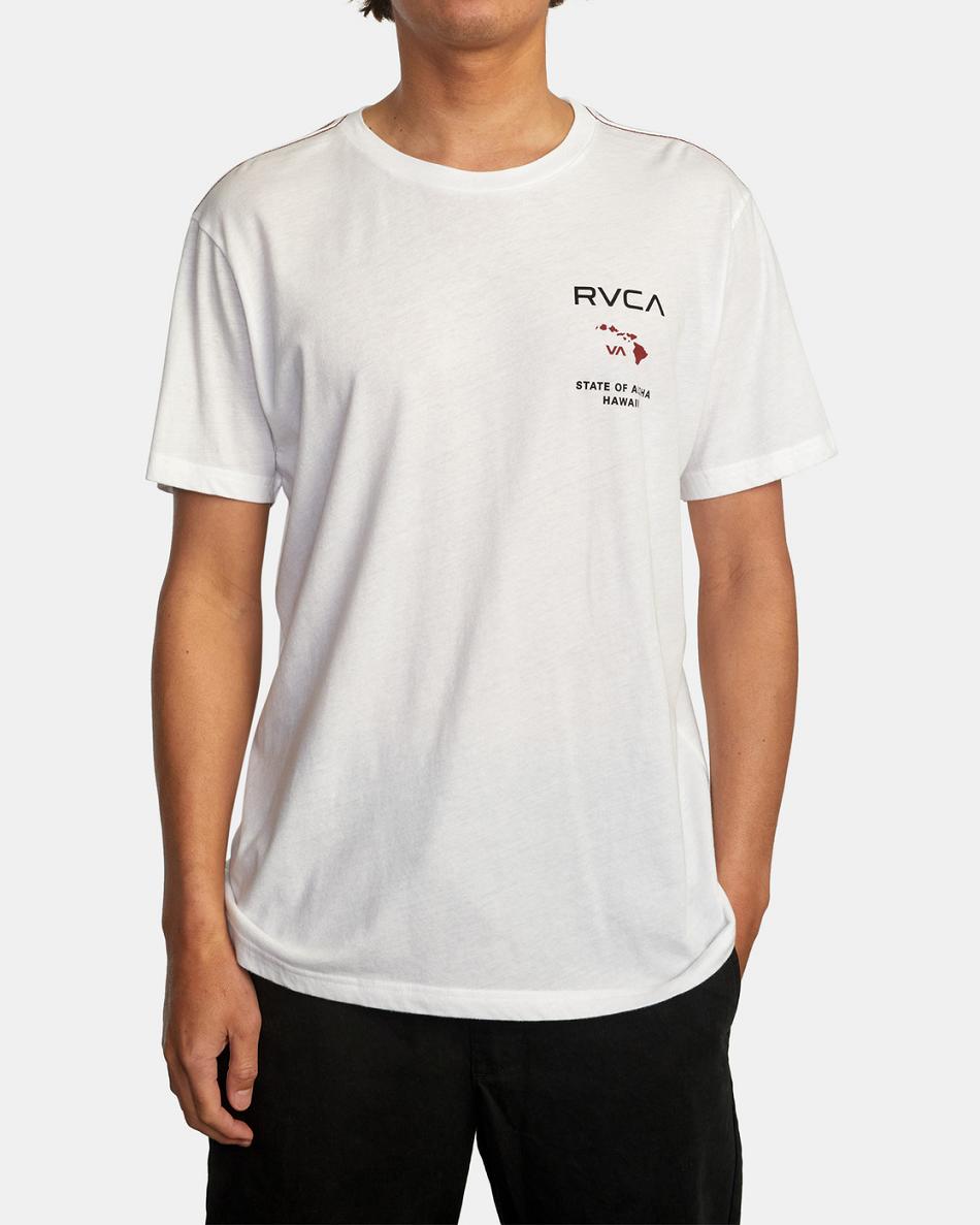White/Red Rvca State Of Aloha Tee Men's Short Sleeve | USDYB97894
