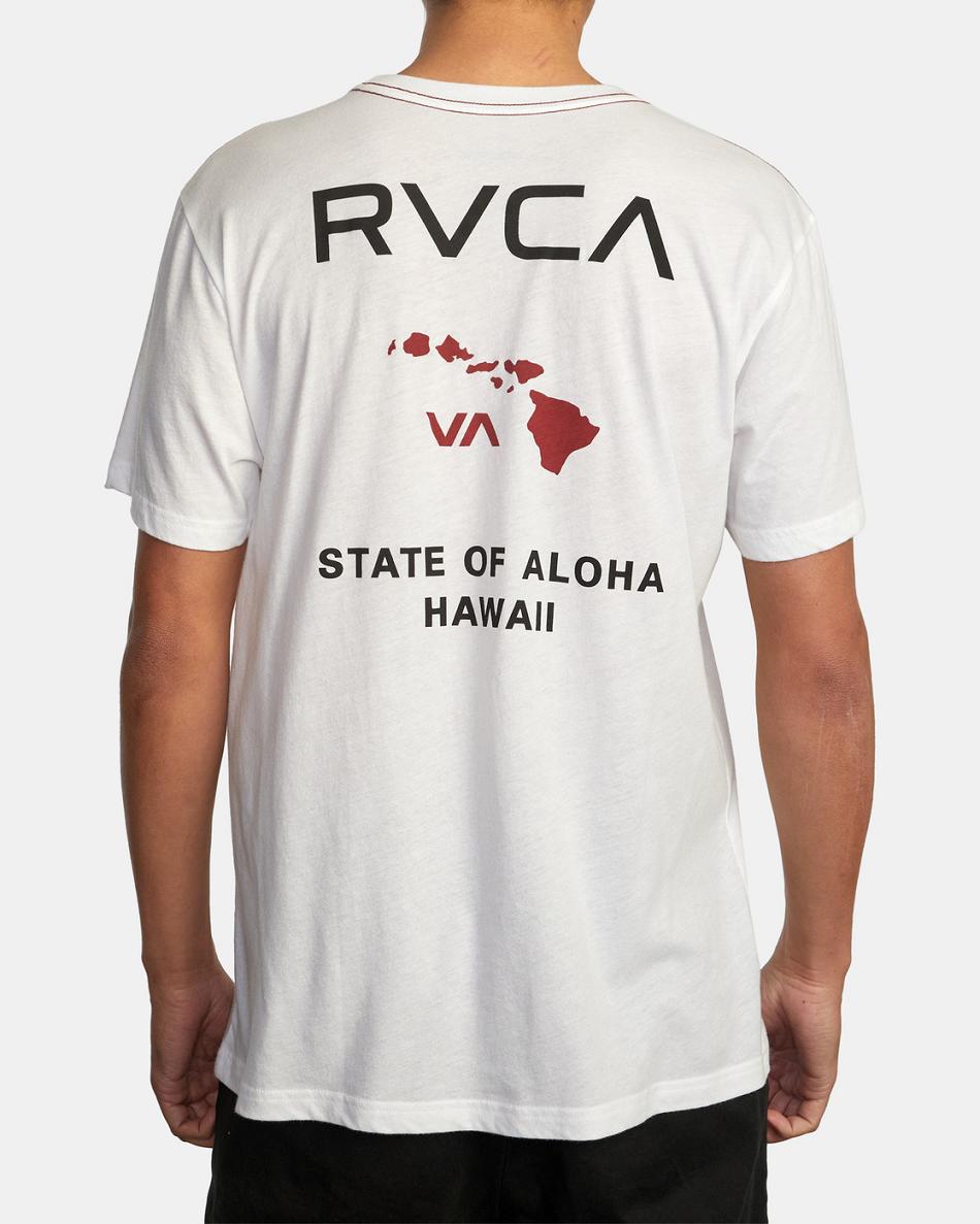 White/Red Rvca State Of Aloha Tee Men's Short Sleeve | USDYB97894