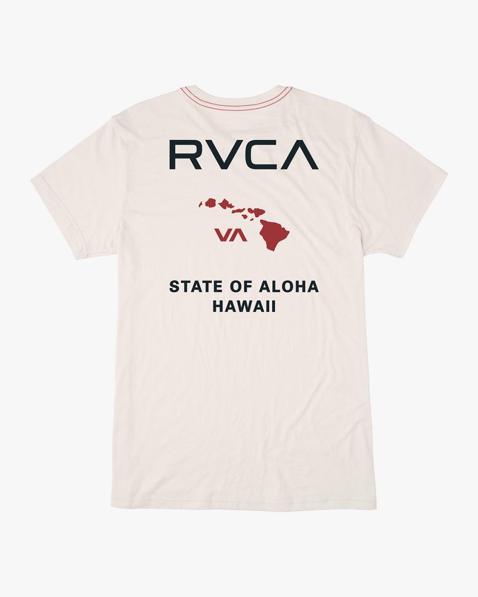 White/Red Rvca State Of Aloha Tee Men\'s Short Sleeve | USDYB97894