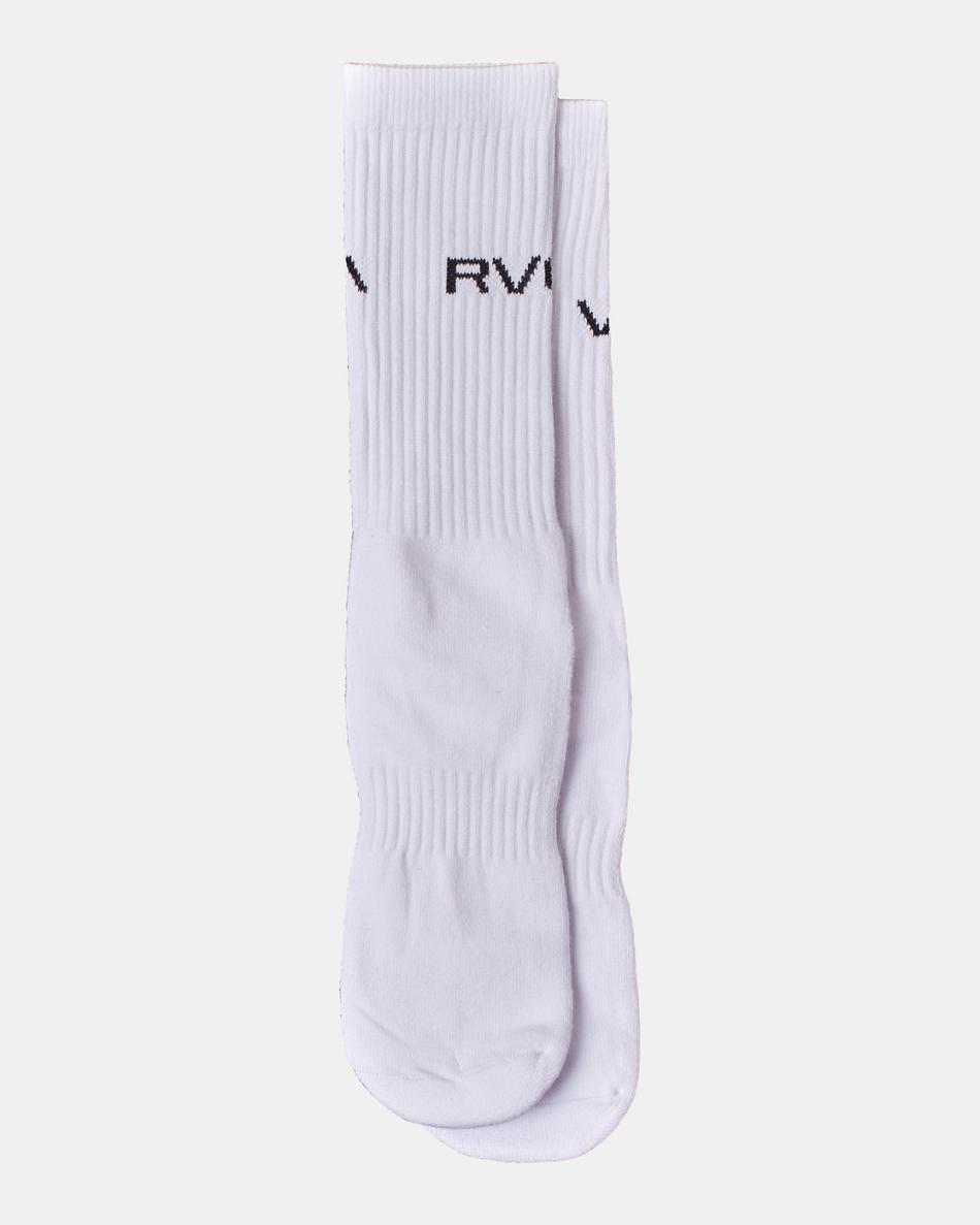 White Rvca 2 Pack Basic Logo Crew Men's Socks | PUSQX88070