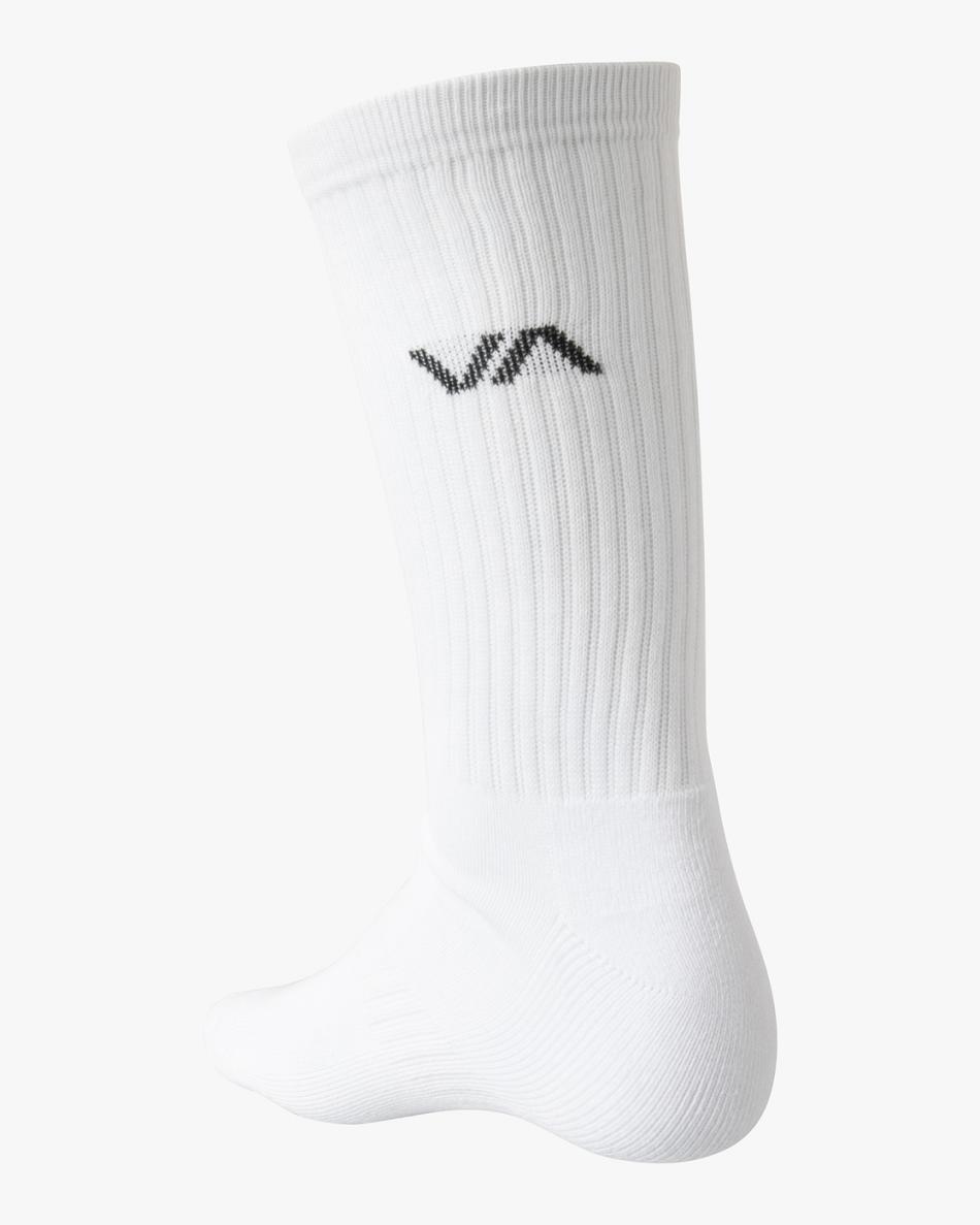 White Rvca 2 Pack Basic Logo Crew Men's Socks | PUSQX88070