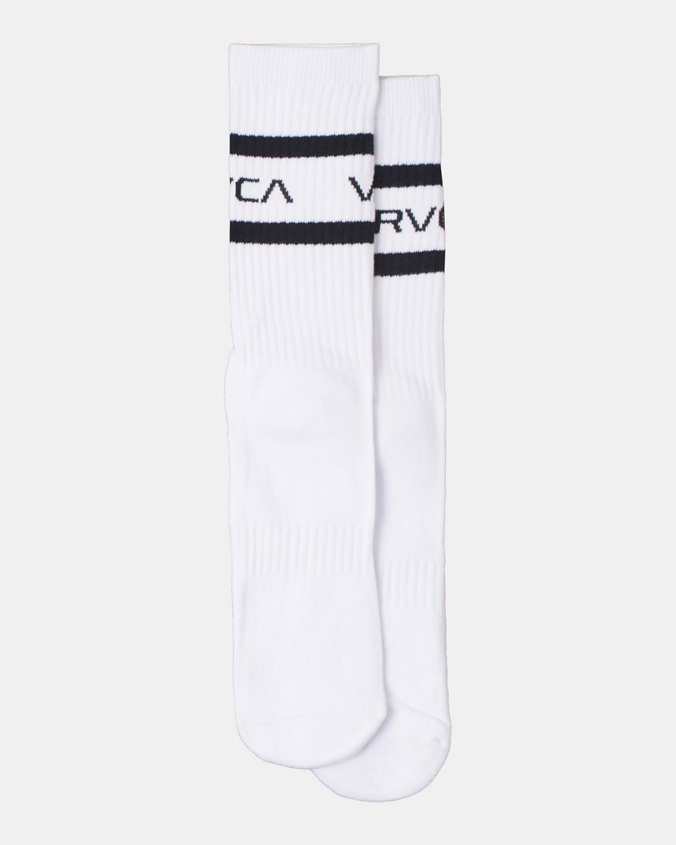 White Rvca 2 Pack Striped Crew Men's Socks | UUSND56547