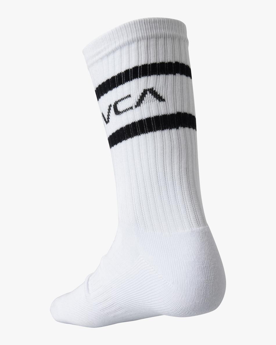 White Rvca 2 Pack Striped Crew Men's Socks | UUSND56547
