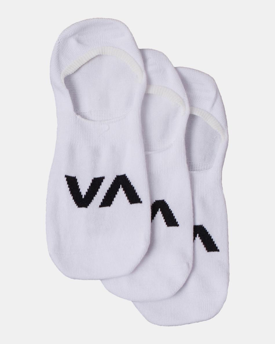 White Rvca 3 Pack Logo No-Show Men's Socks | LUSSX34324