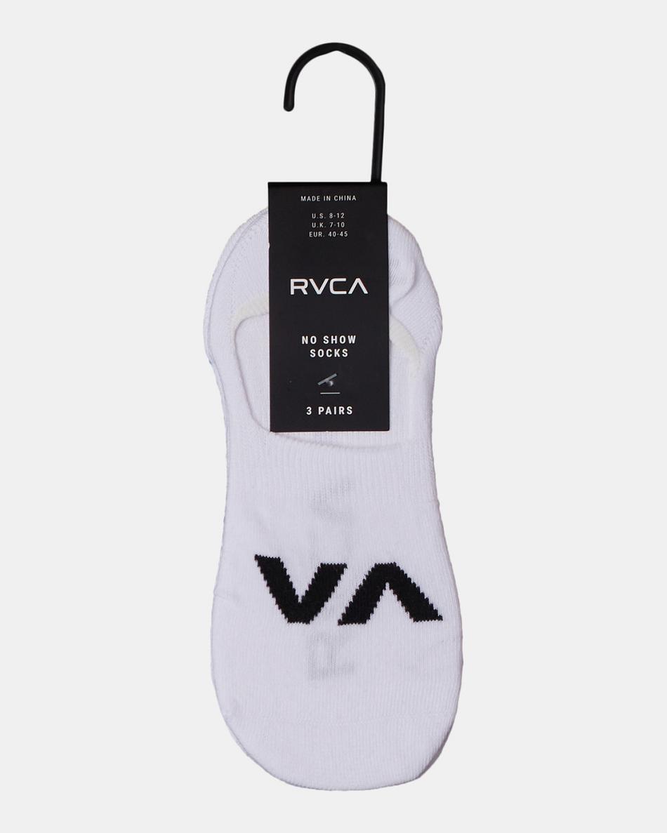 White Rvca 3 Pack Logo No-Show Men's Socks | LUSSX34324