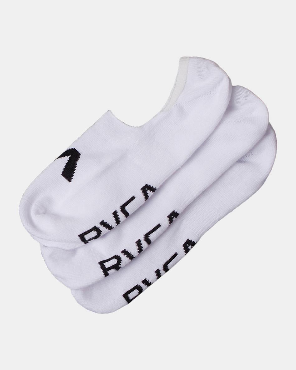 White Rvca 3 Pack Logo No-Show Men\'s Socks | LUSSX34324