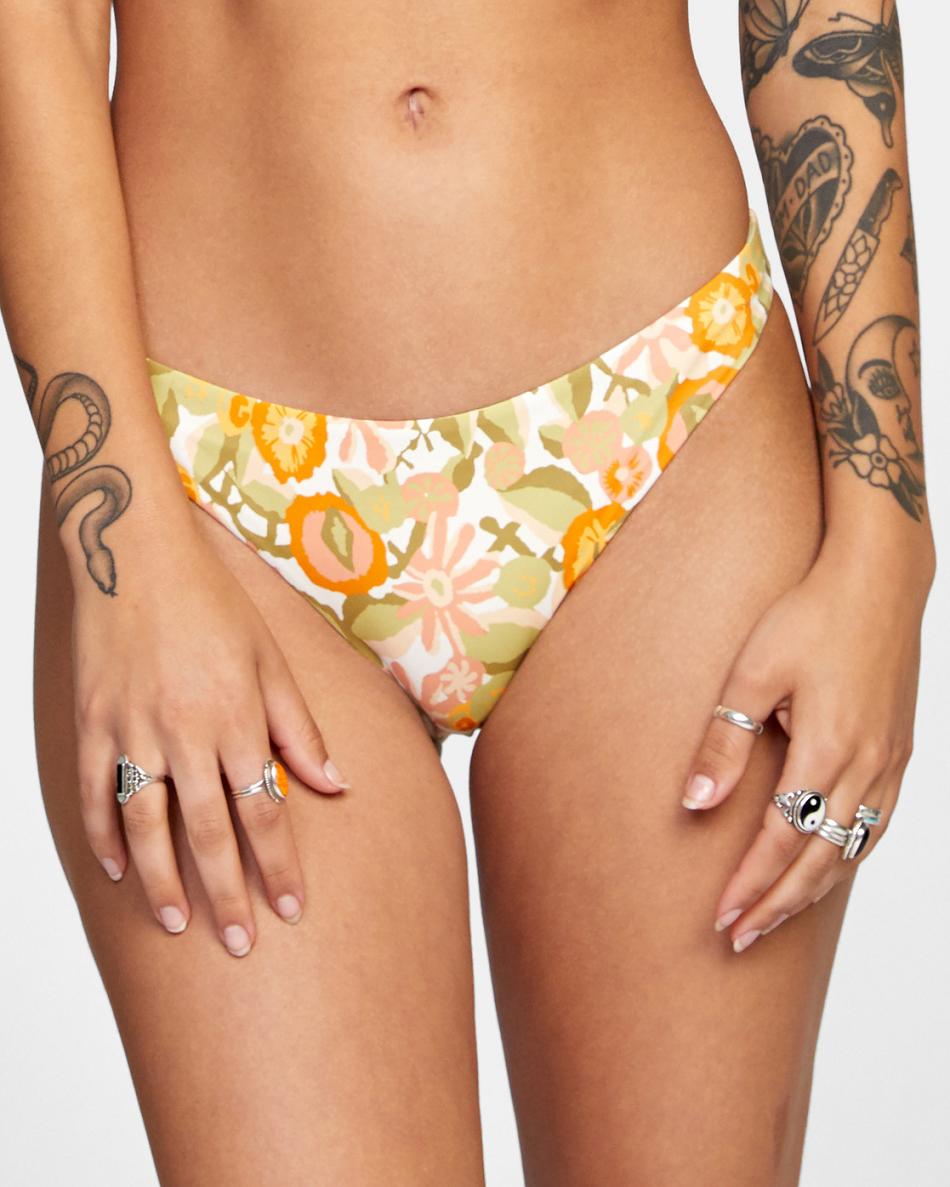 White Rvca Avant Gardner Women's Bikini Bottoms | USQCS77934