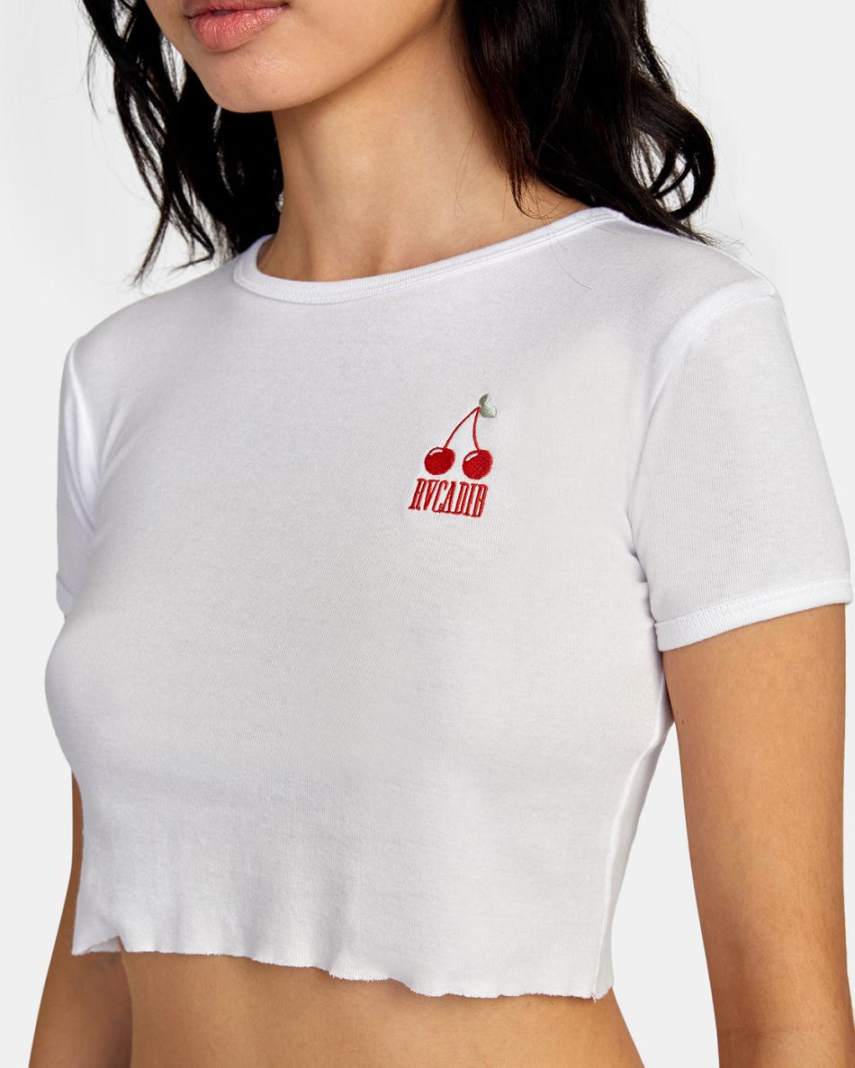 White Rvca Cherry Baby Women's T shirt | UUSTG64782