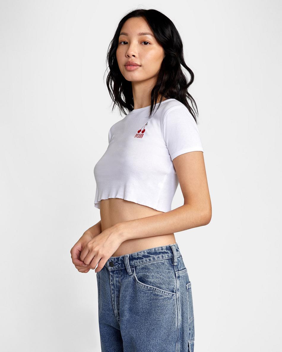 White Rvca Cherry Baby Women's T shirt | UUSTG64782