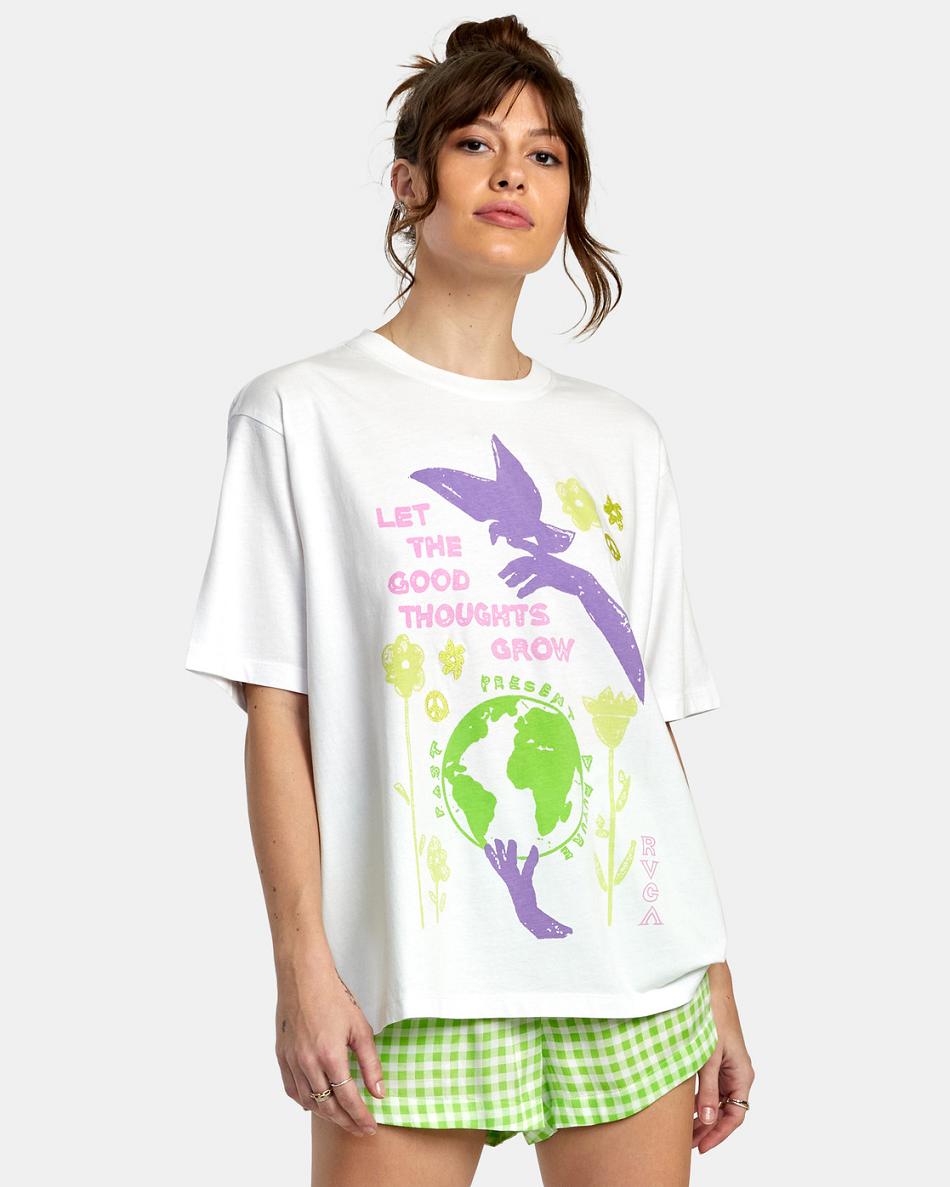 White Rvca Good Grow Anyday Women\'s T shirt | PUSQX76584