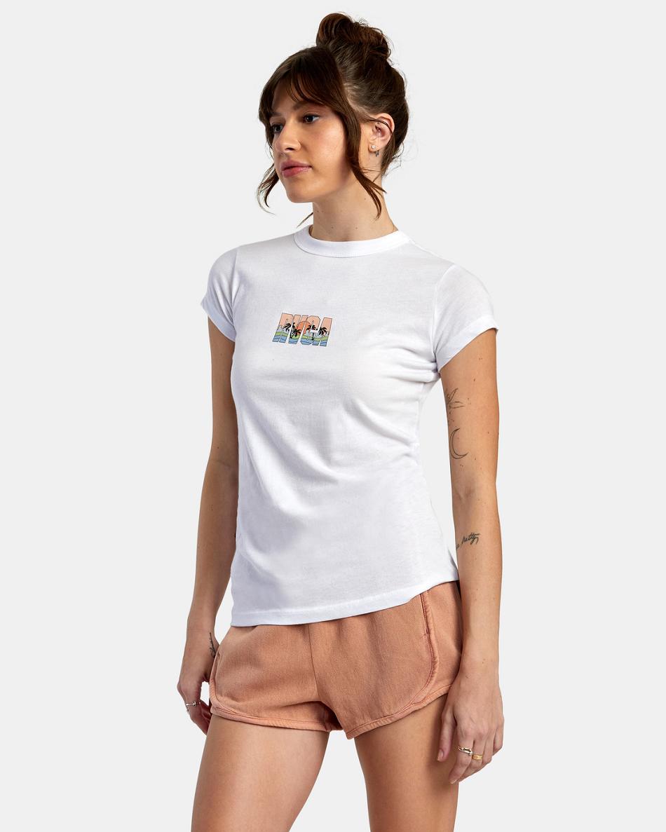 White Rvca Gulf Coast Women's T shirt | SUSNY75562