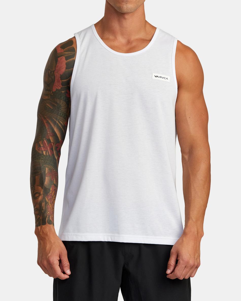 White Rvca Icon Men's Tanks | USJZR67483