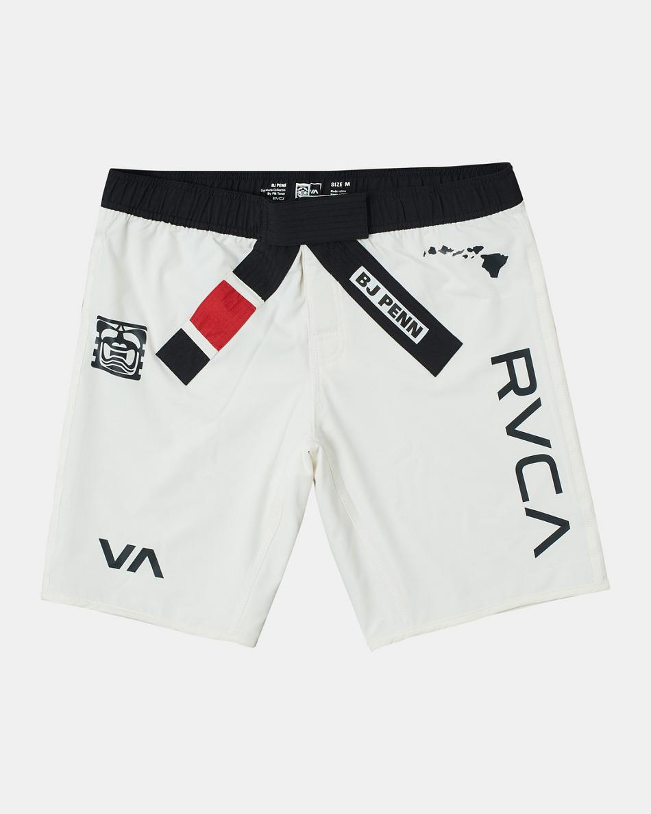 White Rvca Limited Edition BJ Penn Legend Men\'s Running Shorts | USEGJ67254