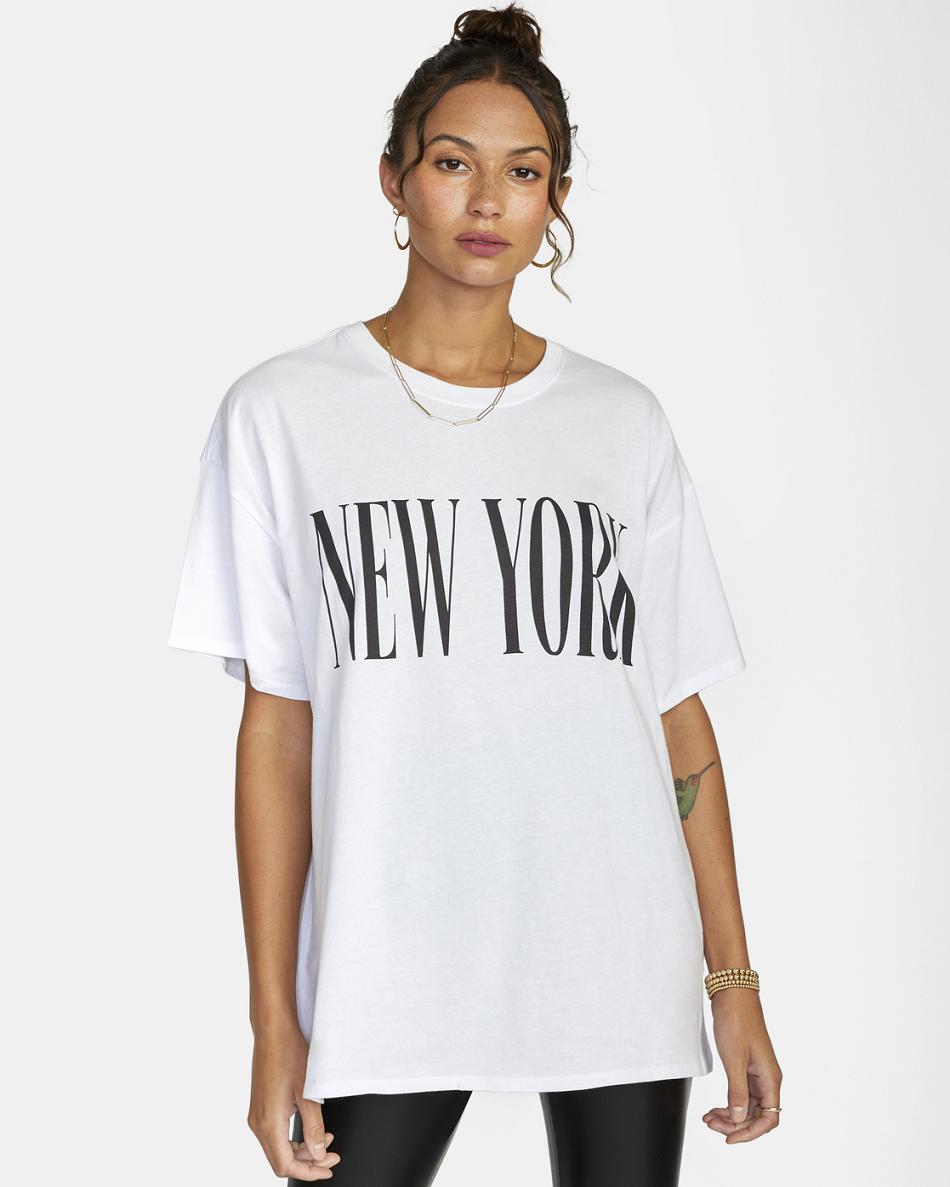 White Rvca NY - LA Graphic Women's T shirt | BUSSD97540