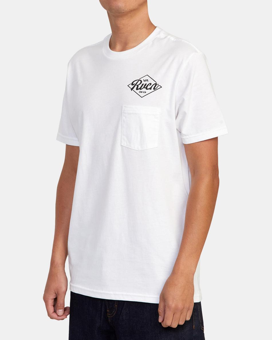 White Rvca RVCA Plate Tee Men's Short Sleeve | YUSGT18123