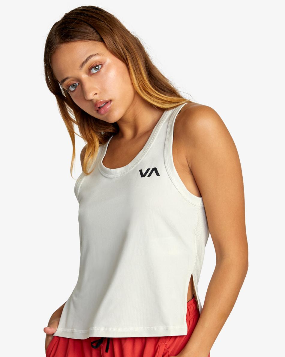 White Rvca Sport Vent Workout Women\'s Tanks | GUSUC41487