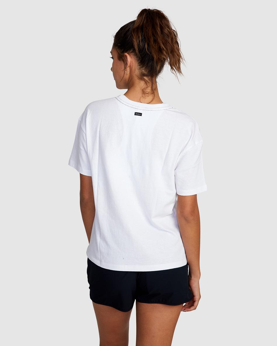 White Rvca VA Essential Women's T shirt | ZUSNQ20384