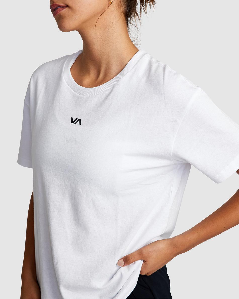 White Rvca VA Essential Women's T shirt | ZUSNQ20384