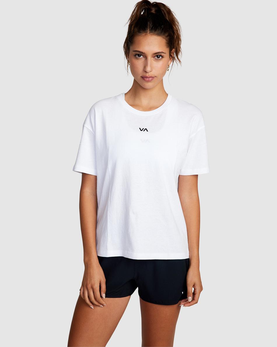 White Rvca VA Essential Women\'s T shirt | ZUSNQ20384