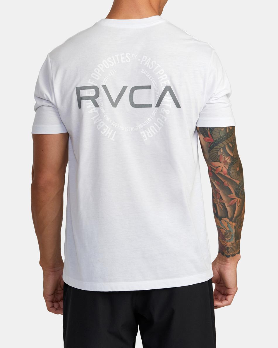 White Rvca VA Levels Short Sleeve Men's Long Sleeve | USNZX84308