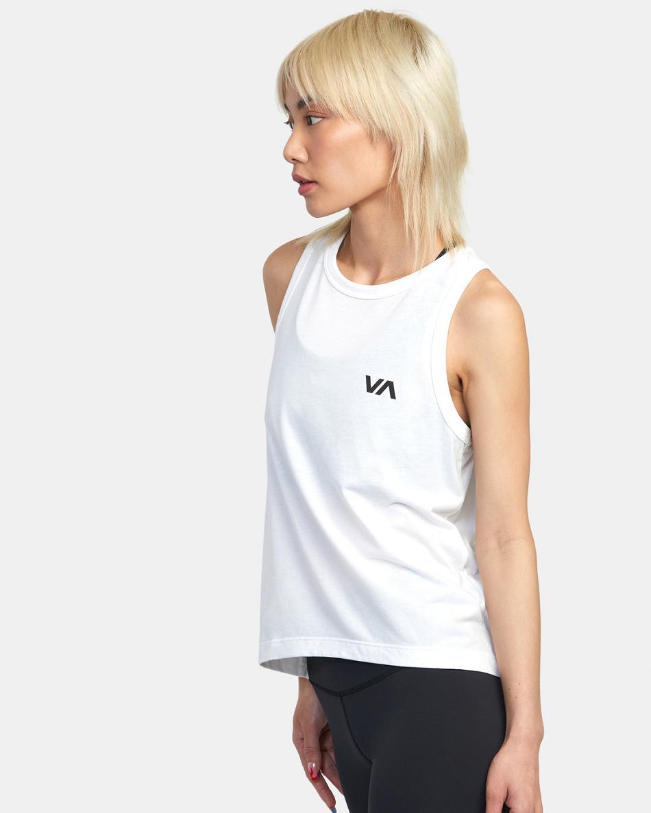 White Rvca VA Muscle Women's Workout Tops | MUSFT31883