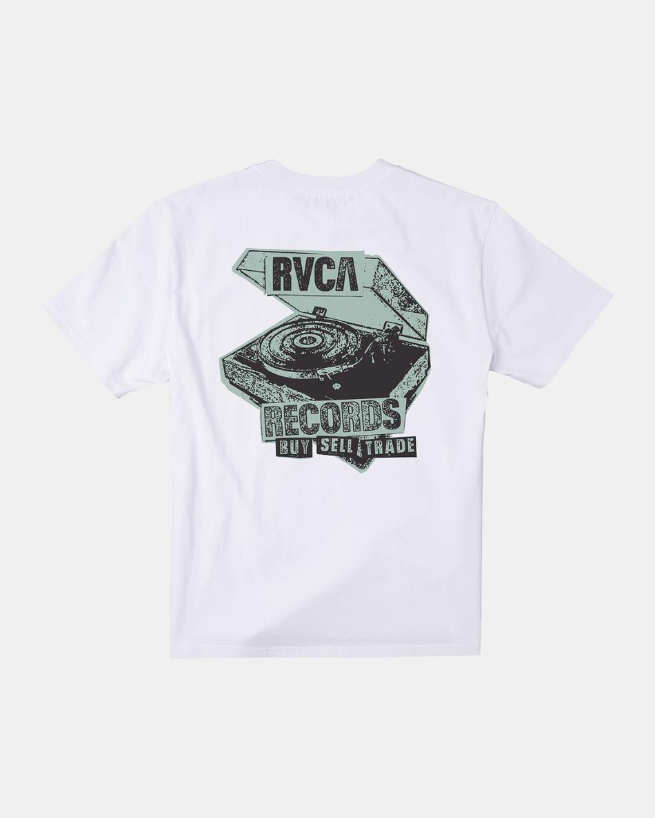White Rvca Vinyl Club - T-Shirt Men\'s Short Sleeve | BUSSO89446