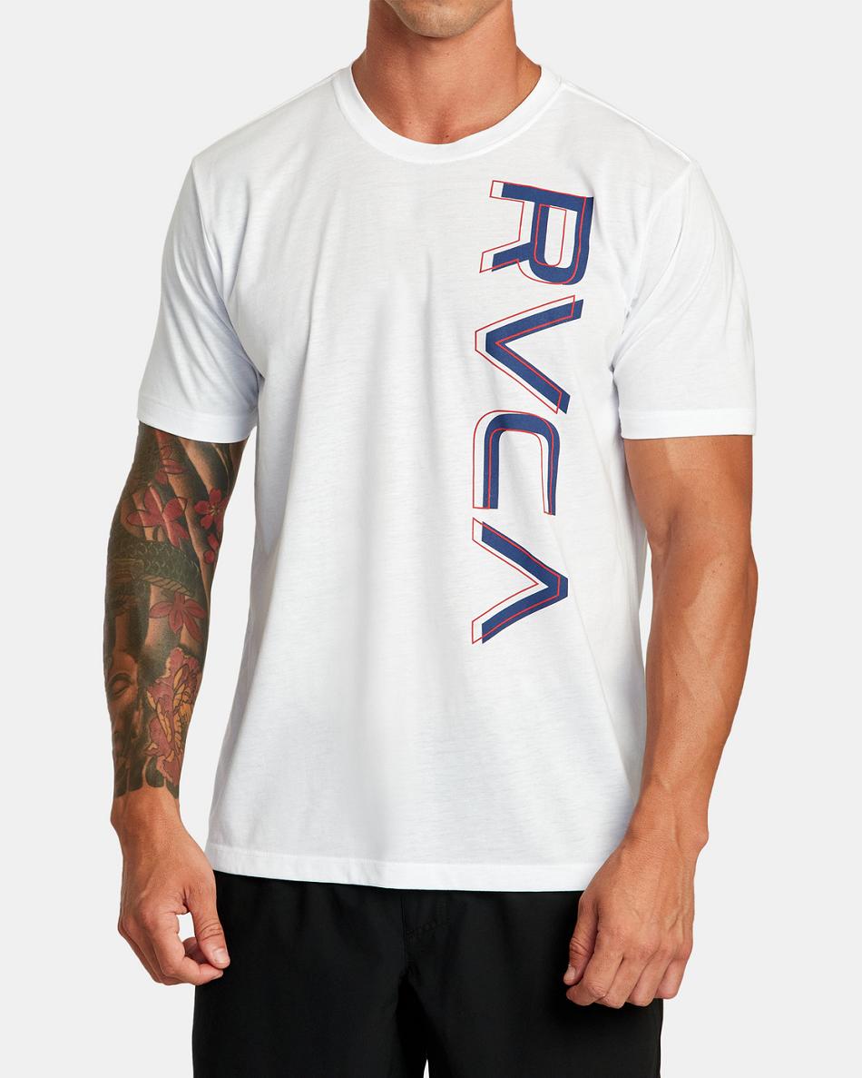 White Rvca XL Pin RVCA Tee Men's Short Sleeve | AUSWC76330