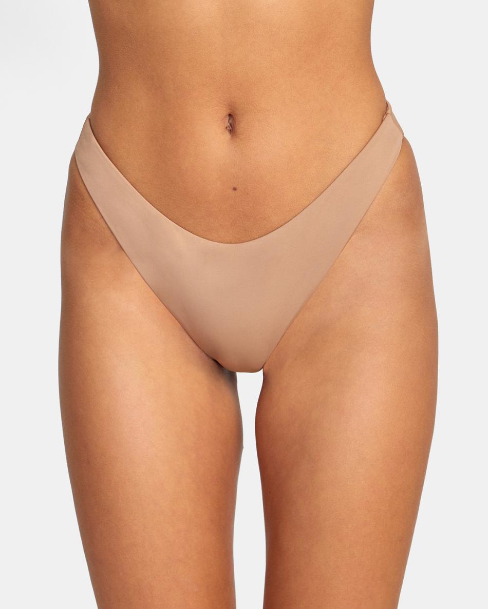 Wood Rvca Solid French Women's Bikini Bottoms | PUSQX75463