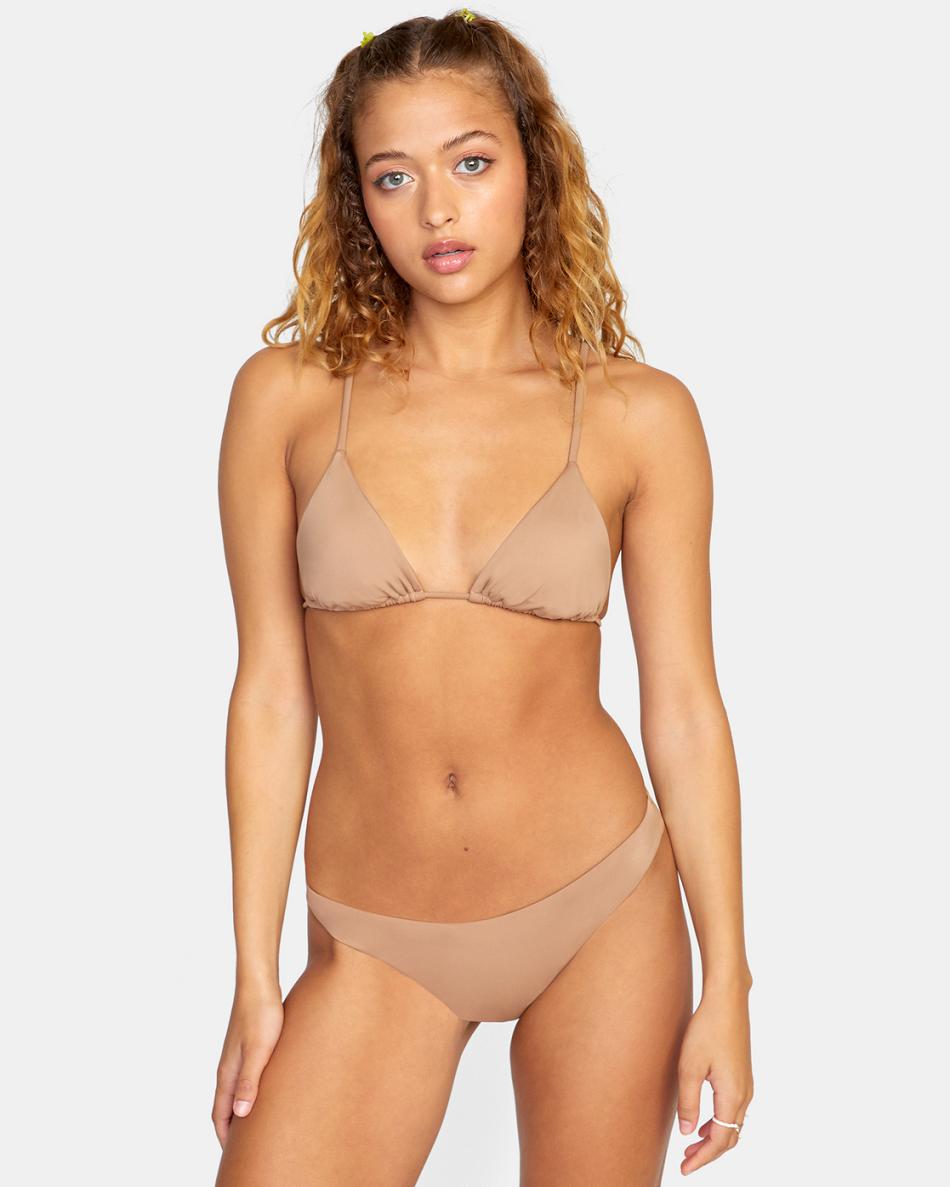 Wood Rvca Solid Slide Triangle Women\'s Bikini Tops | ZUSMJ72218