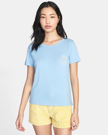 Ace Blue Rvca Palm Seal Slim-Fit Graphic Women's T shirt | FUSHY51376