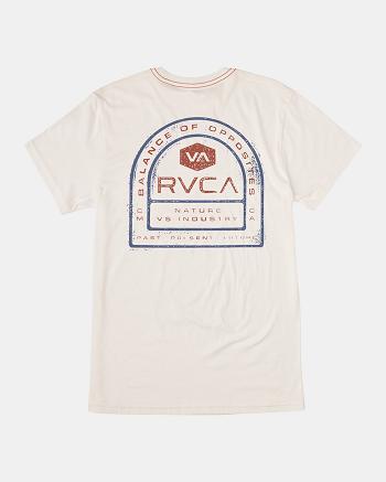 Antique White Rvca Tract Tee Men's Short Sleeve | GUSUC73453