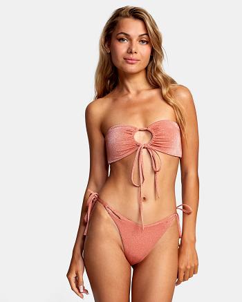 Apricot Rvca Strata Bandeau Women's Bikini Tops | PUSER22998