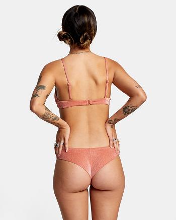Apricot Rvca Strata Low-Rise Cheeky Women's Bikini Bottoms | USJVR94111