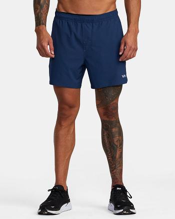 Army Blue Rvca Yogger Jogger Elastic Running 15 Men's Shorts | PUSER70021