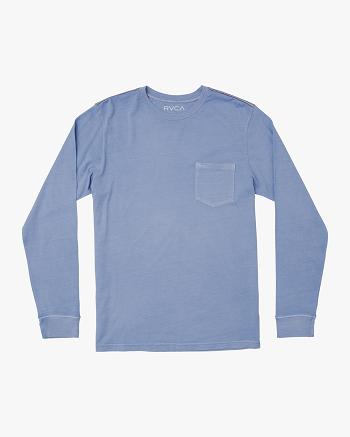 Ash Blue Rvca PTC Pigment Men's Long Sleeve | GUSUC61852