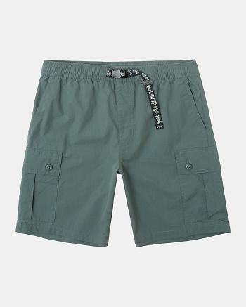 Balsam Green Rvca Civic Utility 18 Elastic Men's Shorts | DUSVO38502