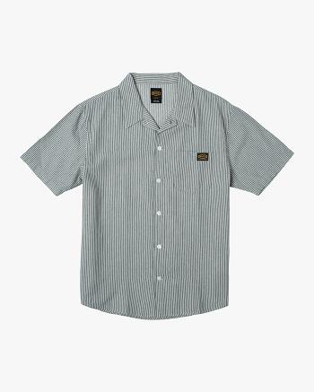 Balsam Green Rvca Dayshift Stripe II Short Sleeve Men's T shirt | DUSKV19292