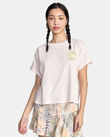 Barely Pink Rvca Records Graphic Women's T shirt | USNEJ30098